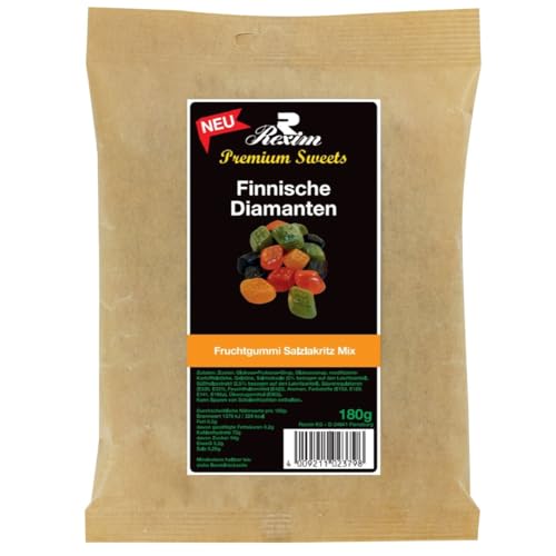 Rexim Finnische Diamanten 180 g, Fruchtgummi Salzlakritz Mix von Rexim