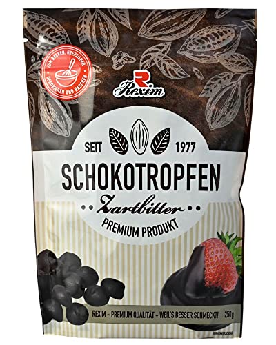 Rexim Schokoladentropfen Kuvertüre zum Kochen und Backen 250 g (Zartbitter) von Rexim