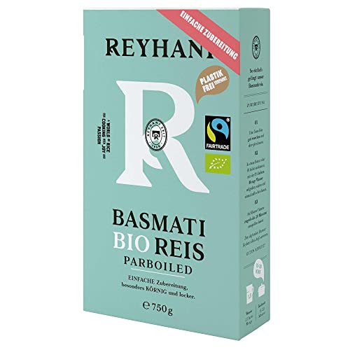 Bio Faitrade Basmati Reis Parboiled 750g - Perfekt für gemischte Gemüse- und Fleischgerichte - Einfache Zubereitung - besonders Körnig und locker von Reyhani von Reyhani