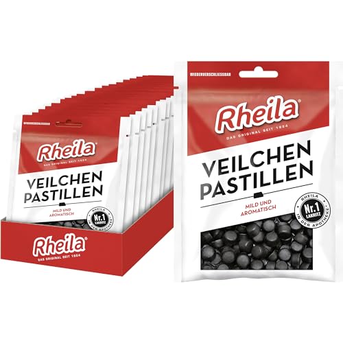 Rheila Veilchen Pastillen 1.800g – blumig & würzig – laktosefrei – zuckerhaltig – wohltuender, markanter Geschmack – mildes Lakritz – sanft-aromatisch im Geschmack - (20x90 g) von Rheila