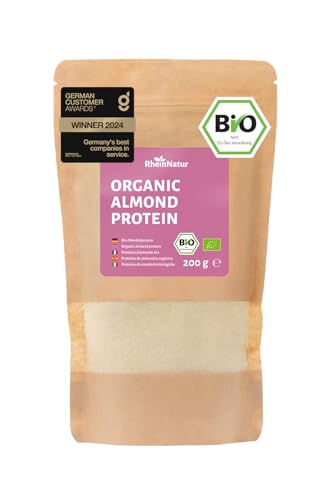 RheinNatur Bio Mandelprotein Pulver entölt 200 g - Veganes Proteinpulver, laktosefrei & glutenfrei - Geschmacksneutral, zum Kochen, Backen & für Shakes von RheinNatur