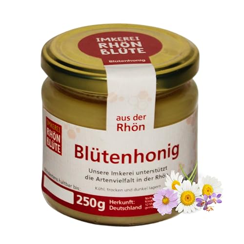 Hochwertiger Blütenhonig – 250g Glas | Regional & Nachhaltig Honig direkt vom Imker natürlicher Honig | Naturbelassener Honig aus dem Biosphärenreservat Rhön von Rhönblüte