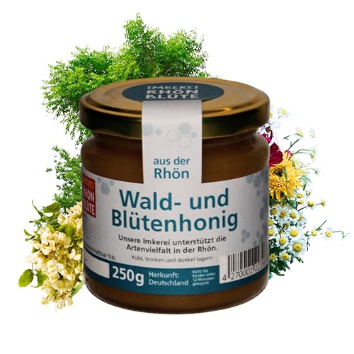 Hochwertiger Wald-& Blütenhonig – 250g Glas | Regional & Nachhaltig er Honig direkt vom Imker natürlicher Honig | Naturbelassener Honig aus dem Biosphärenreservat Rhön von Rhönblüte