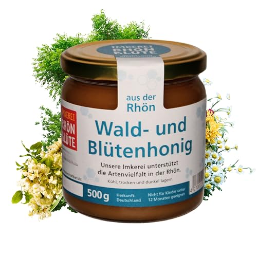 Roher Honig echter Wald- & Blütenhonig 500g Glas, Regional & Nachhaltig, direkt vom Imker, natürlich und naturbelassen aus dem Biosphärenreservat Rhön von Rhönblüte