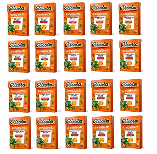 20x Ricola Astuccio Arancia Menta bonbon Minz Orange erfrischend ohne zucker box 50g von Ricola