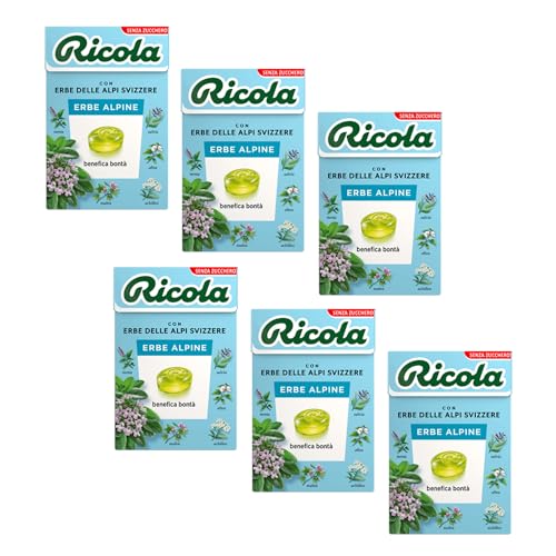 Ricola® | Alpenkräuter-Bonbons | Swiss Herbs Bonbons ohne Zucker – 6 Boxen (300 Gr) von Ricola