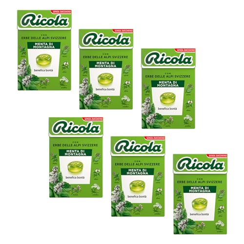 Ricola® | Bergminze-Bonbons | Swiss Herbs Bonbons ohne Zucker – 6 Boxen (300 Gr) von Ricola