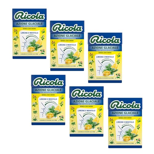 Ricola® | Glacial Action Hartbonbons |. Swiss Herbs Bonbons ohne Zucker, Zitrone und Menthol – 6 Boxen (300 Gr) von Ricola