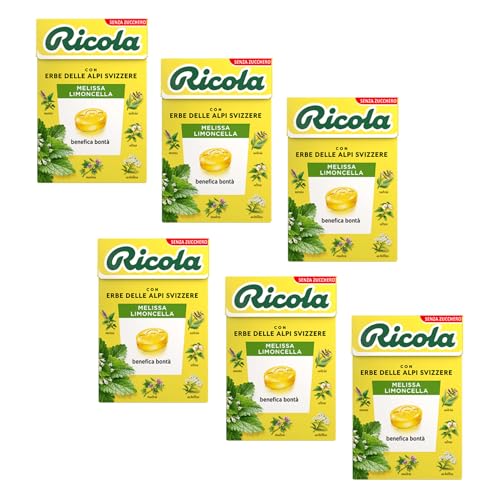 Ricola® | Hartbonbons Melissa Limoncella | Swiss Herbs Bonbons ohne Zucker – 6 Boxen von Ricola