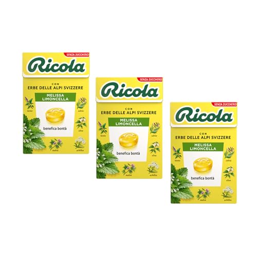 Ricola® | Zitronenmelisse | Erfrischende Schweizer Kräuter | Hartbonbons ohne Zucker - 3 Packungen (150 g) von Ricola