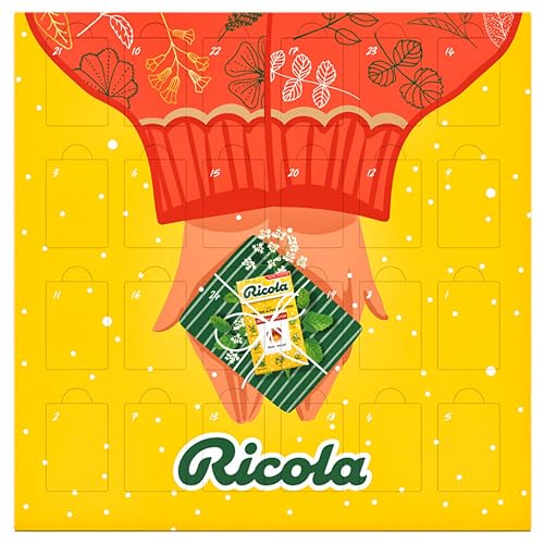 Ricola Adventskalender 2024, 24 Türchen mit einer Mischung aus verschiedenen Sorten Schweizer Kräuter-Bonbons, mit und ohne Süßungsmittel, 1 x 360g von Ricola