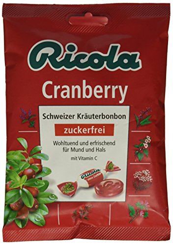 Ricola Cranberry Bonbons ohne Zucker, 75g, 9er Pack (9 x 75 g) von Ricola