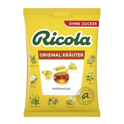 Ricola Original Kräuter, 75g Beutel Original Schweizer Kräuter-Bonbons mit 13 Schweizer Alpenkräutern, zuckerfrei, 1 x 75g, vegan von Ricola