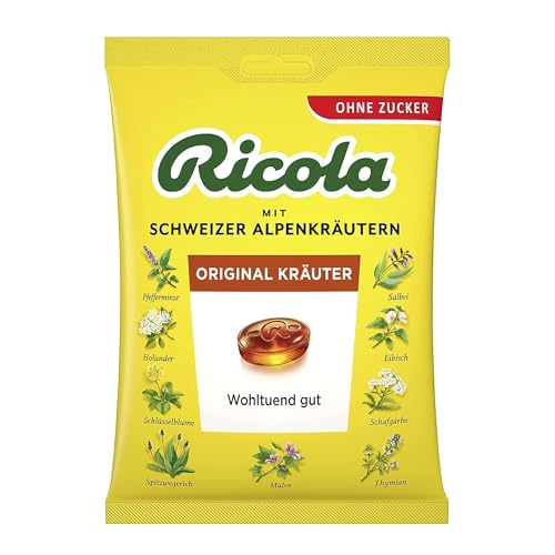 Ricola Original Kräuter 75g, original Schweizer Kräuter-Bonbons mit 13 Alpenkräutern & Menthol, Wohltuend gut, 1 x 75g, vegan, zuckerfrei (Packung mit 10) von Ricola