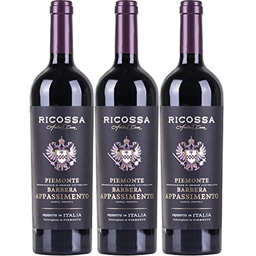 Ricossa Barbera DOC Appasimento Rotwein Wein halbtrocken Italien Inkl. FeinWert E-Book (3 Flaschen) von Ricossa