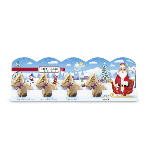 Riegelein Rentierschlitten 60g – Vollmilch-Schokolade – mini Schokolade perfekt für Adventskalender, Weihnachtsdekoration & Nikolaus – Pralinen einzeln verpackt – Schokolade Weihnachtsmann & Renntiere von Riegelein