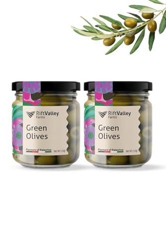 Rift Valley Farms - Premium Grüne Oliven aus Palästina - Authentisch & Handverlesen | Hochwertige Zutaten für Einzigartigen Geschmack | Natürlich | 150g, (2 Pack) von Rift Valley Farms