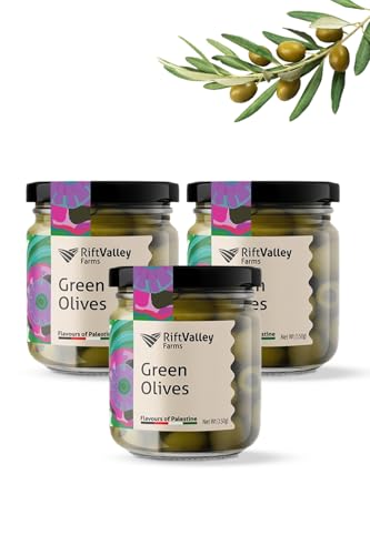 Rift Valley Farms - Premium Grüne Oliven aus Palästina - Authentisch & Handverlesen | Hochwertige Zutaten für Einzigartigen Geschmack | Natürlich | 150g, (3 Pack) von Rift Valley Farms