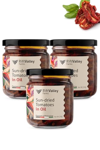 Rift Valley Farms - Sonnengetrocknete Tomaten in Öl - Premium Qualität | Aromatisch, Vielseitig & Reich an Geschmack | Natürlich | ohne Konservierungsstoffe - Fair gehandelt | 200g, (3 Pack) von Rift Valley Farms