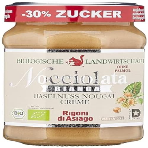 Rigoni di Asiago Nocciolata - Bianca, 1x 250g, weiße Schokolade, Haselnusscreme ohne Palmöl, Nuss Nougat Creme ohne Palmöl, Leckerer Brotaufstrich von Rigoni di Asiago