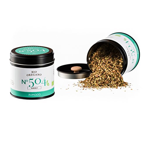 Bio Oregano N°504 - biologisch angebaut, gerebelt, markant, herb & rauchig, in eleganter Gewürzdose mit doppeltem Aromadeckel, Inhalt: 20g von Rimoco