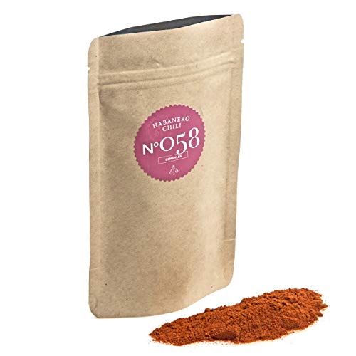 Rimoco N°058 Bio Chili Habanero gemahlen - Höllisch scharf & fruchtig aromatisch (Schärfegrad: 10 von 10, ca. 280.000 Scoville)| Bio Anbau (DE-ÖKO-007) | 1000g in Kraftpapier Zip Frische-Beutel von Rimoco