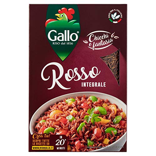 Riso Gallo, Vollkornrot aus nachhaltiger Landwirtschaft, guter und vielseitiger italienischer Reis, Faserquelle, Parboiled-Methode, Kochen 12 Minuten, 500 g von Riso Gallo