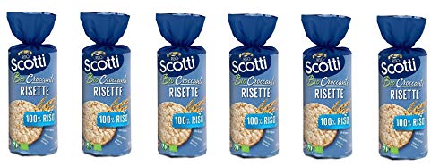 6x Riso Scotti Le Bio Croccanti Risette Gallette di Riso Biologiche 100% Riso Bio-Reiskuchen Reiswaffeln Glutenfrei 150g Brotersatz von Riso Scotti