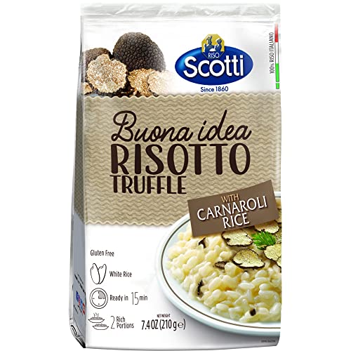 Riso Scotti - 210g Risotto Tartufo - Risottoreis die Nr. 1 in Italien - Risotto Reissorte für vielfältige Genusserlebnisse – Risotto Milanese – Die edle Variante mit Trüffel von Riso Scotti