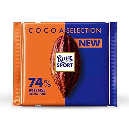 RITTER SPORT Kakao-Klasse 74 % Die Kräftige aus Peru, 100 g, pure Edel-Bitterschokolade aus hochwertigem Kakao, dunkle Tafel Schokolade mit kräftigem Kakaogeschmack von Ritter Sport