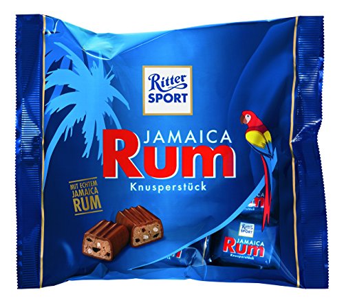 RITTER SPORT Rum, 200 g, gefüllte Vollmilchschokolade mit Haselnusscreme, Sultaninen & Rum, karibische Knusperstücke mit Schokolade und echtem Jamaica Rum, einzeln verpackt von Ritter Sport