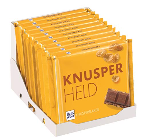 Ritter Sport 250g Knusperflakes (10 x 250 g), cremige Sahneschokolade mit Cornflakes, zartschmelzende Knusper-Schokolade, 250g Großtafel von Ritter Sport