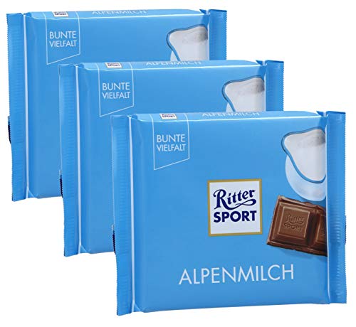 RITTER SPORT Alpenmilch-Schokolade 30%, 3er Set (3 x 100g Tafel) von Ritter Sport