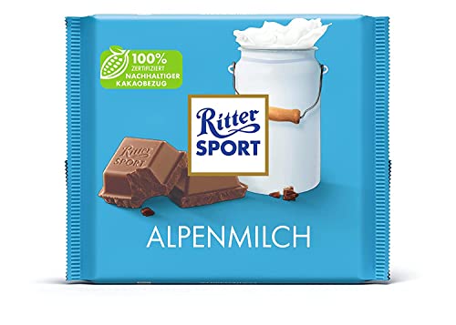 Ritter Sport Alpenmilch 250 g, XXL Vollmilchschokolade mit feiner Honig- & Karamellnote, köstlicher Schokoladen-Klassiker in Großpackung zum Teilen mit Freunden von Ritter Sport