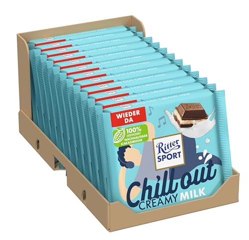 Ritter Sport Creamy Milk, Vollmilchschokolade mit cremiger Füllung, Schokoladen-Klassiker zum Teilen mit Freunden, 12 x 100g Tafeln von Ritter Sport