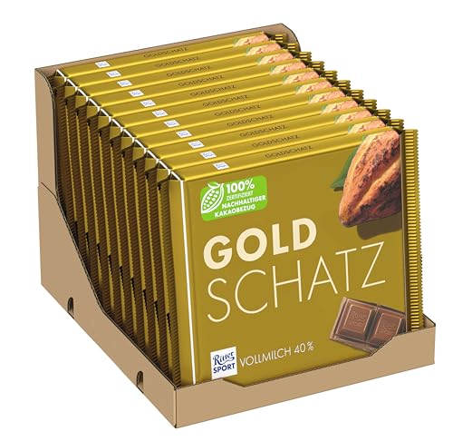 Ritter Sport - Goldschatz - 11 x 250 g, Feinste Vollmilchschokolade mit Karamellstückchen, Schokoladen-Klassiker zum Teilen mit Freunden, 11 x 250g Tafeln von Ritter Sport