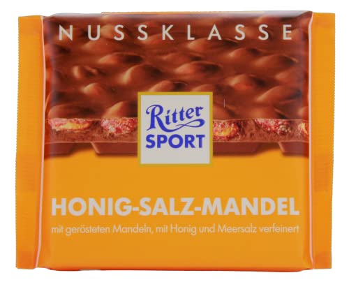 Ritter Sport Honig-Salz-Mandel (11 x 100 g), ganze Mandeln in Vollmilchschokolade, verfeinert mit Honig und Salz, einzigartig im Geschmack von Ritter Sport