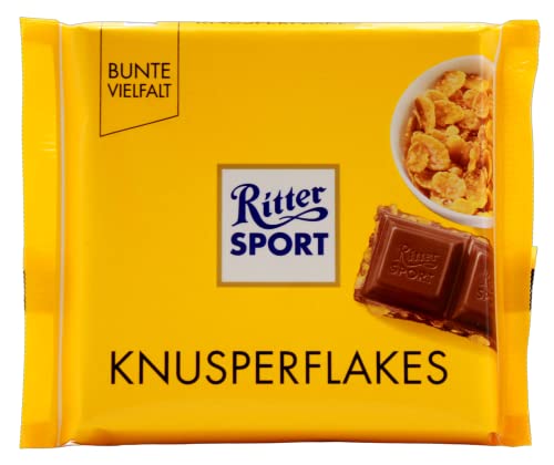 Ritter Sport Knusperflakes (10 x 100 g), cremige Vollmilchschokolade mit knusprigen Cornflakes, Tafelschokolade, schokoladiges Knuspererlebnis von Ritter Sport