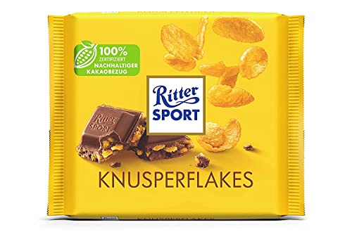 Ritter Sport Knusperflakes 250 g, cremige Vollmilchschokolade mit knusprigen Cornflakes, köstliche Großpackung Tafelschokolade mit schokoladigem Knuspererlebnis von Ritter Sport