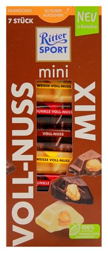 Ritter Sport mini Turm Voll-Nuss Mix, verschiedene Schokoladenvariationen mit knackigen Nüssen, perfekt zum Teilen und Genießen, geeignet für Muttertag und Vatertag, 8 Boxen mit je 116g von Ritter Sport