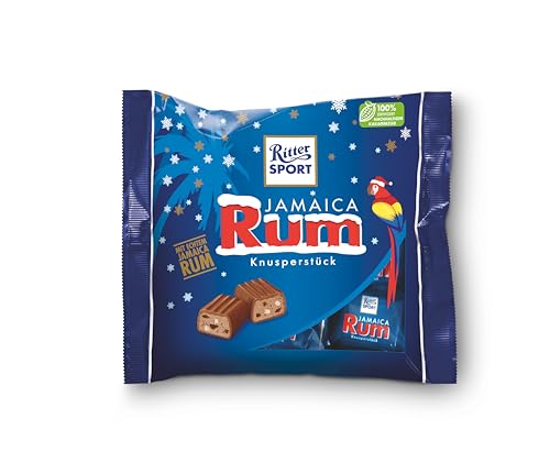 Ritter Sport Rum Beutel (10 x 200 g), Knusperstückchen mit echtem Jamaica Rum, gefüllte Vollmilchschokolade, Tafelschokolade klein von Ritter Sport