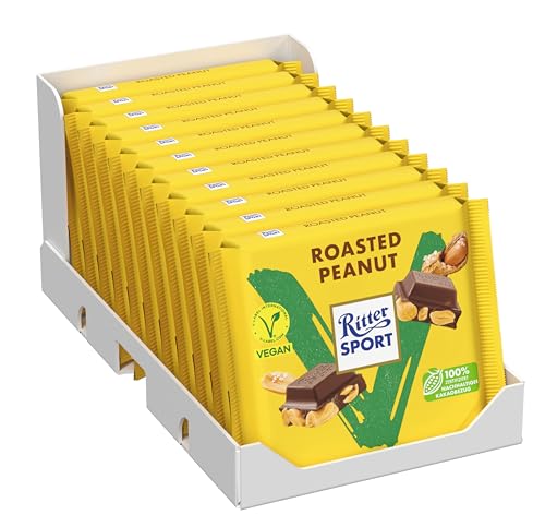 Ritter Sport Vegan Roasted Peanut, Schokolade-Kuvertüre mit knackig gerösteten & gesalzenen Erdnüssen, perfekt zum Naschen und Genießen, 11 x 100g von Ritter Sport