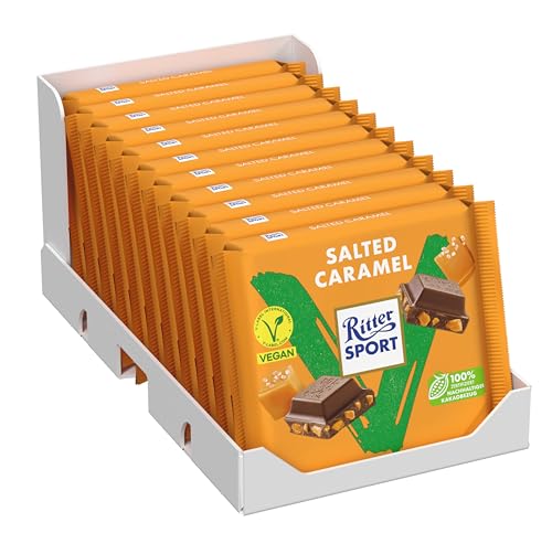 Ritter Sport Vegan Salted Caramel, Schokolade-Kuvertüre mit knusprigen & gesalzenen Karamell-Stückchen, perfekt zum Naschen und Genießen, 11 x 100g von Ritter Sport