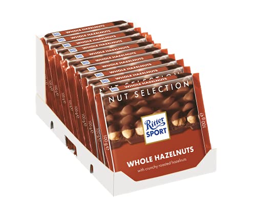 Ritter Sport Voll-Nuss (10 x 100 g), Vollmilchschokolade mit ganzen Haselnüssen, knackig geröstet, hochwertige Nuss-Schokolade von Ritter Sport