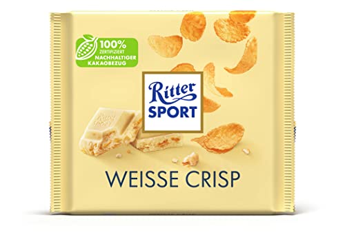 Ritter Sport Weisse Crisp 250 g, weiße Schokolade Großpackung mit Crisp und Vanille-Note, verfeinert mit Cornflakes und Reis-Flakes, XXL Tafelschokolade weiß für Knusper-Fans von Ritter Sport