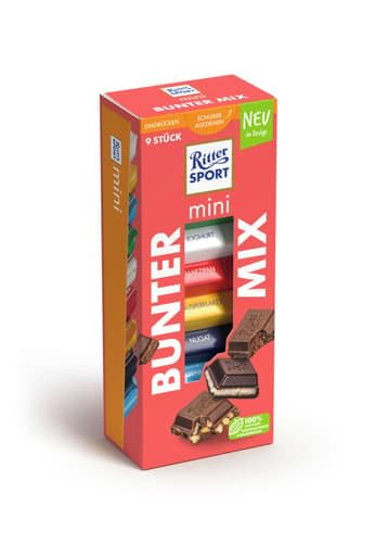 Ritter Sport mini Turm Bunter Mix, verschiedene Schokoladenvariationen, ideal zum Naschen und Genießen, 1 Box, 150g von Ritter Sport