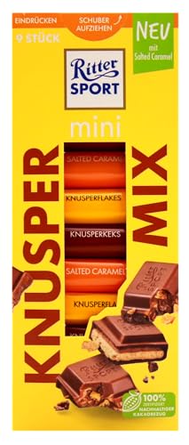 Ritter Sport mini Turm Knusper Mix Schokolade, verschiedene Schokoladenvariationen mit knusprigen Zutaten, ideal zum Teilen und Genießen, 8 Boxen mit je 150g von Ritter Sport