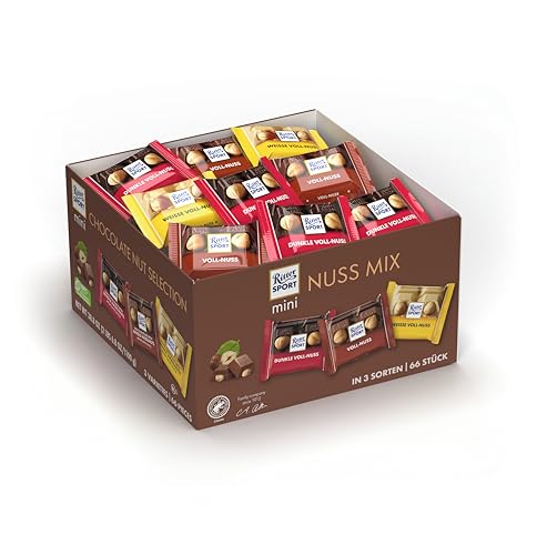 Ritter Sport mini Voll-Nuss Mix, weiße, dunkle & Vollmilchschokolade, Schokolade mit ganzen Haselnüssen, perfekt zum Naschen und Genießen, 4 x 1,1 kg (264 Stück) von Ritter Sport