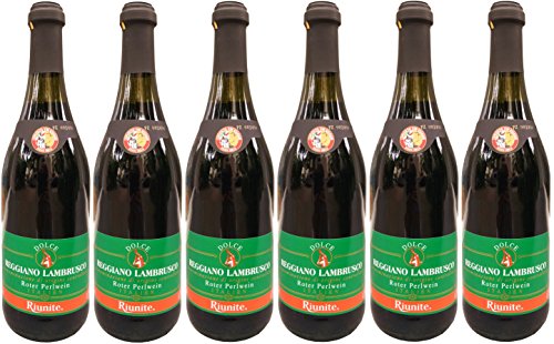 Lambrusco rosso dolce Riunite grünes Etikett DOC (6 X 0,75 L) - Roter Süßer Perlwein 7,5% Vol. von Riunite Campegine