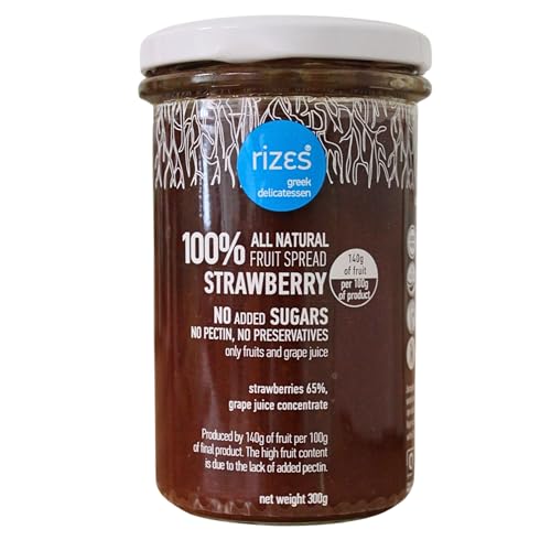 Rizes Greek Delicatessen 100% natürlicher Fruchtaufstrich aus Erdbeeren, Packung mit 2 x 300 g (insgesamt: 600 g) von Rizes Greek Delicatessen